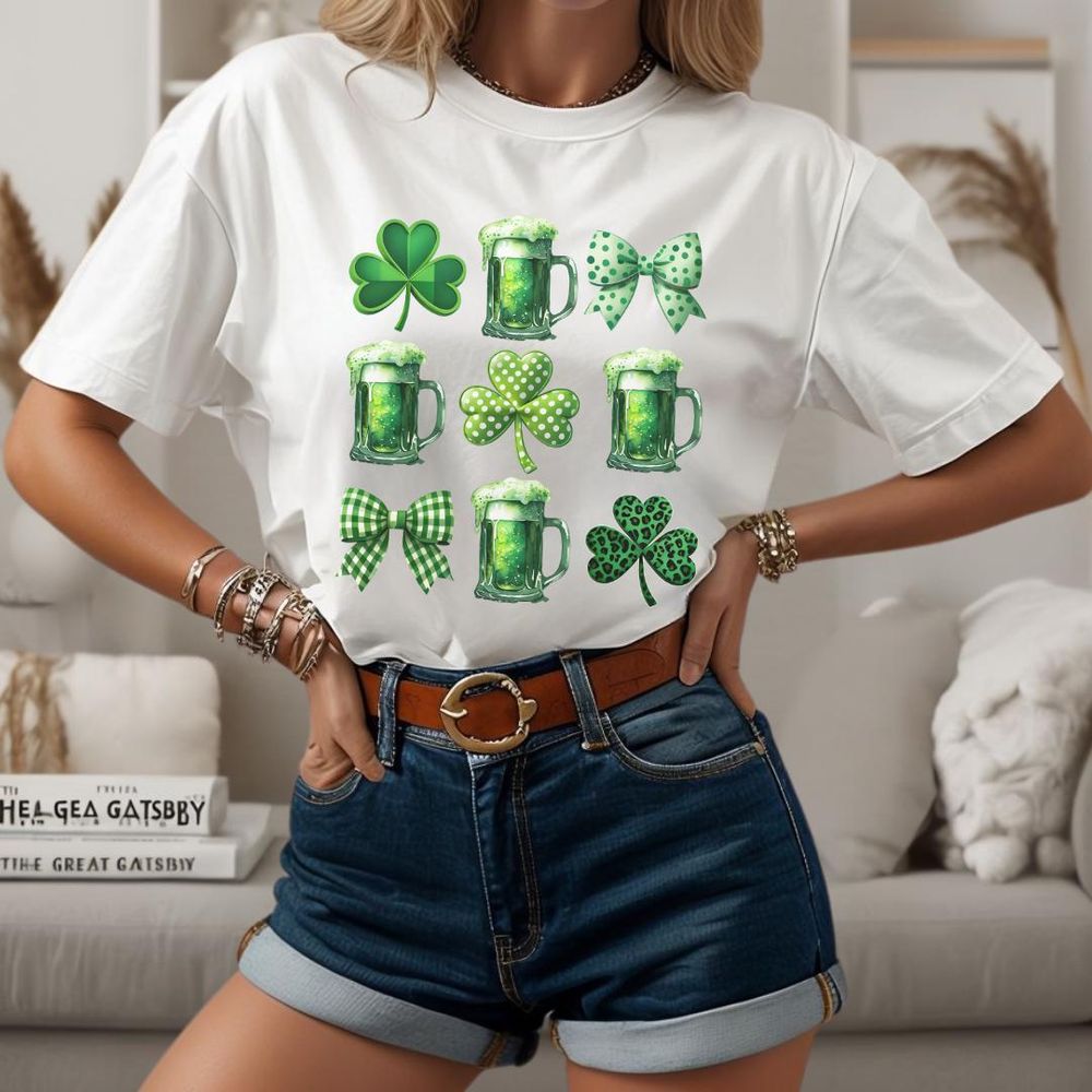 Saint Patricks Day Shirt Coquette Bows Irish T-shirt Clover ...